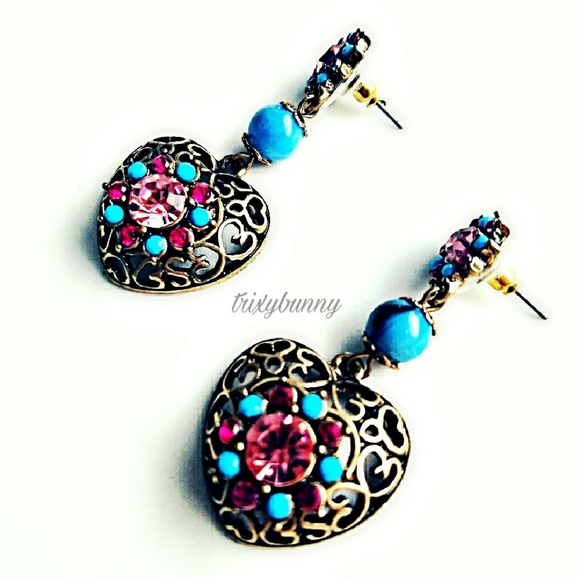 Drop heart stardust drop earrings - Picture 4 of 4